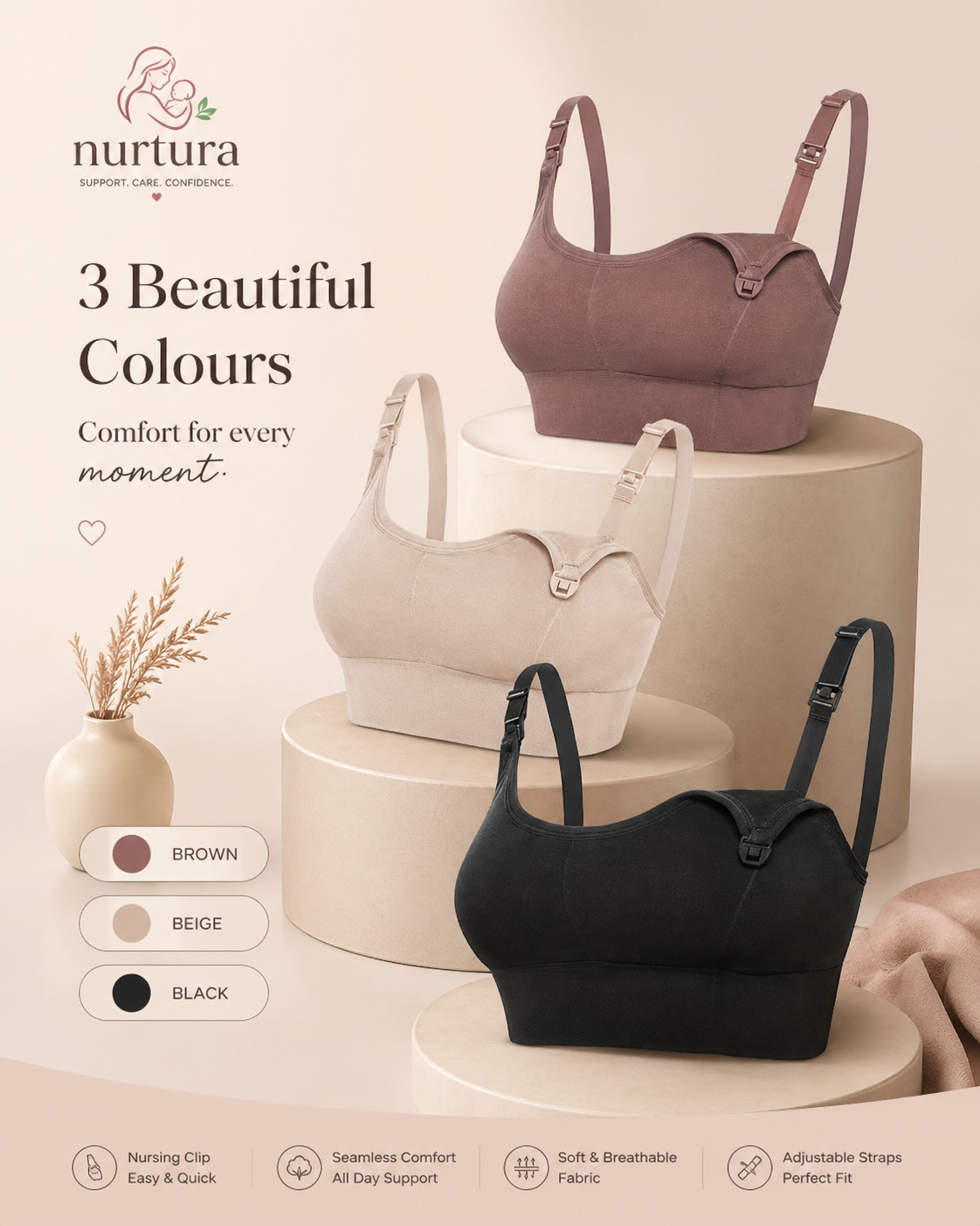 Nurtura™ Nursing Comfort Bra – 3 Pack